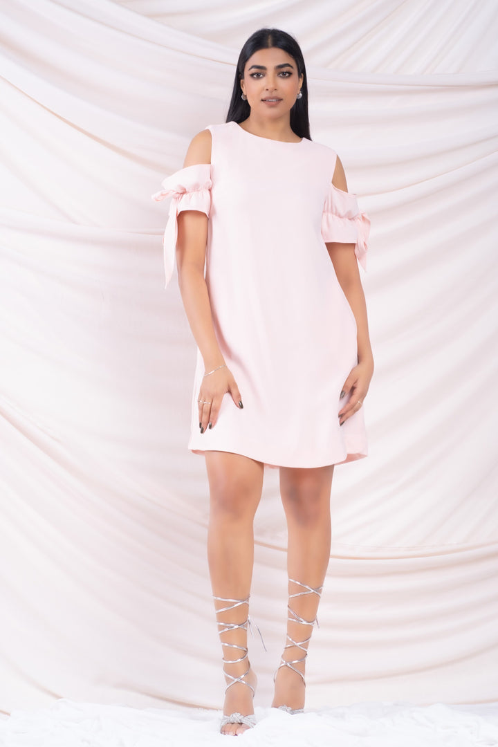 Pink Sleeve Tie Mini Dress