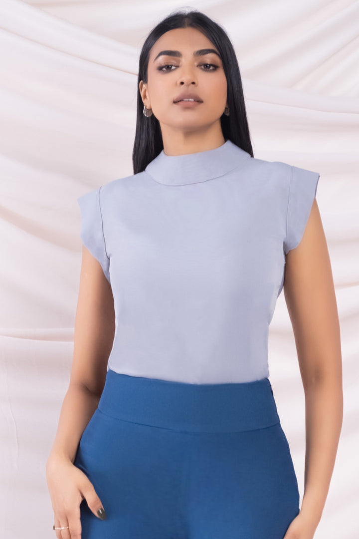 Grey High Neck Top