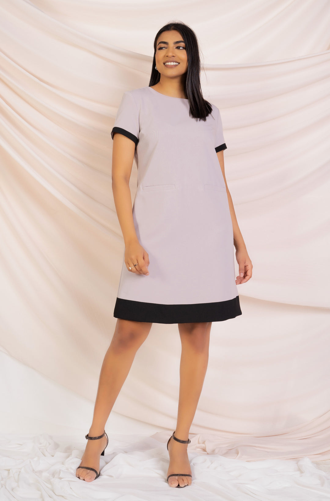 Contrast Detail Shift Dress