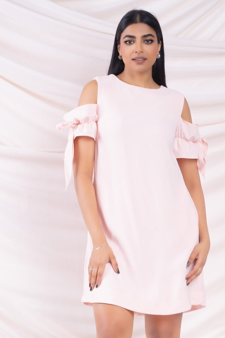 Pink Sleeve Tie Mini Dress