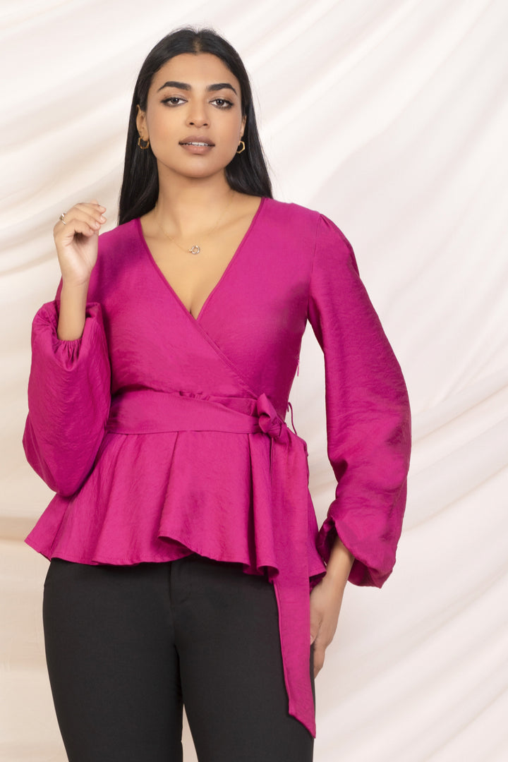 Magenta Wrap Top