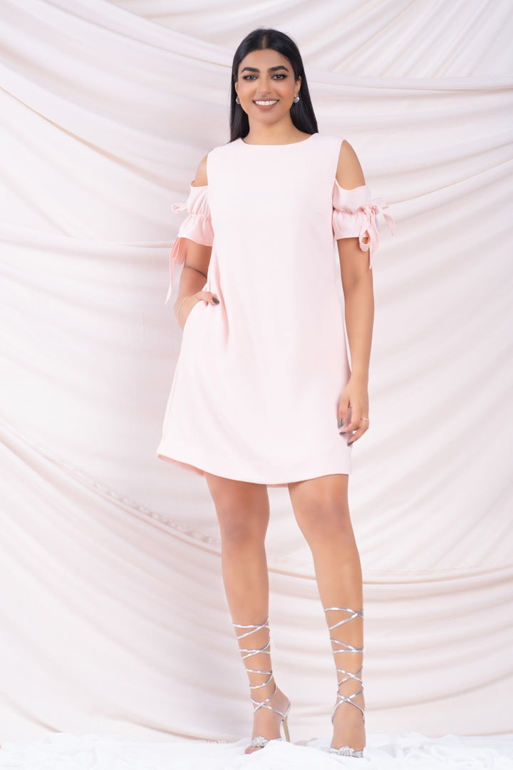 Pink Sleeve Tie Mini Dress
