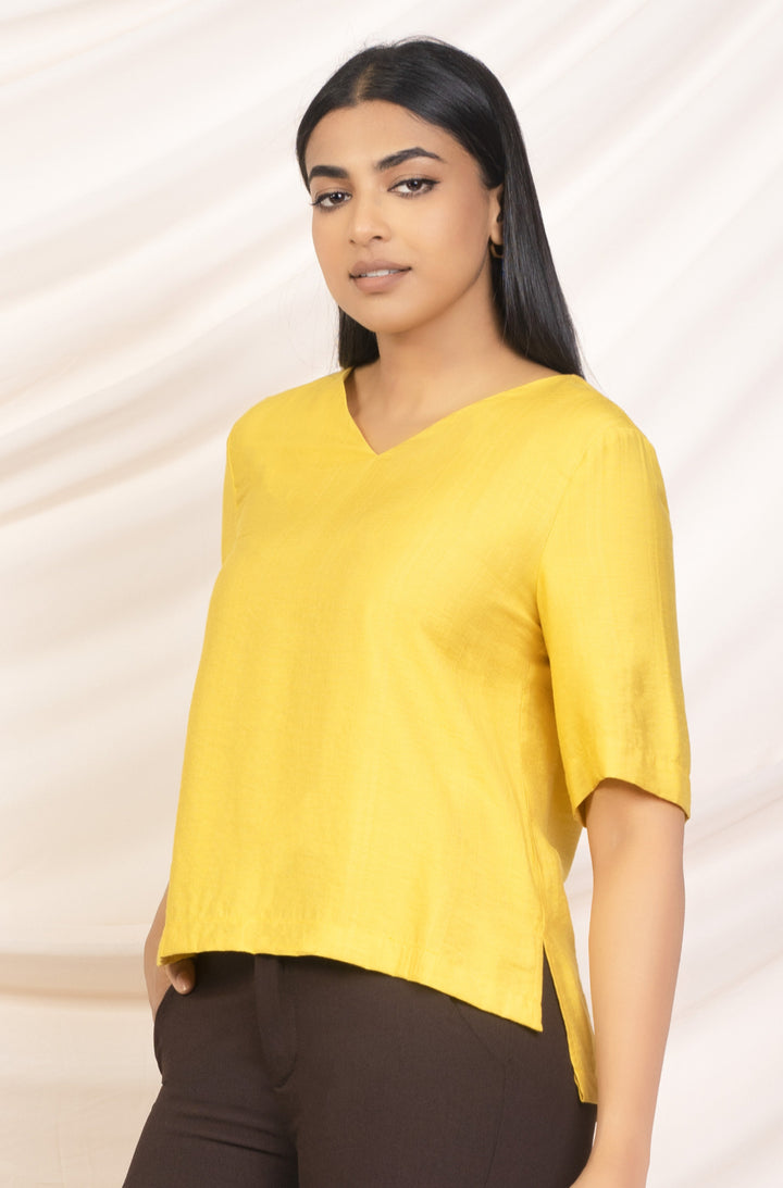 Yellow High Low Hem Top
