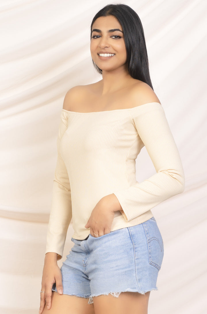 Rib Off Shoulder T-Shirt