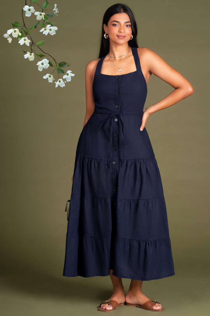 Navy Fit And Flare Dress