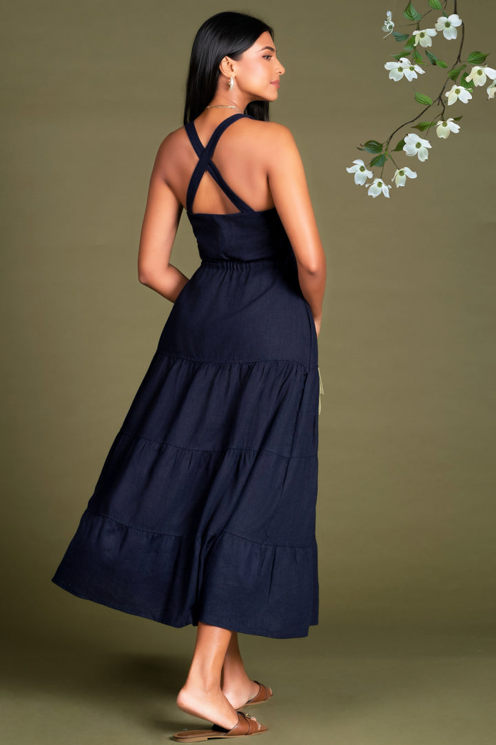 Navy Fit And Flare Dress