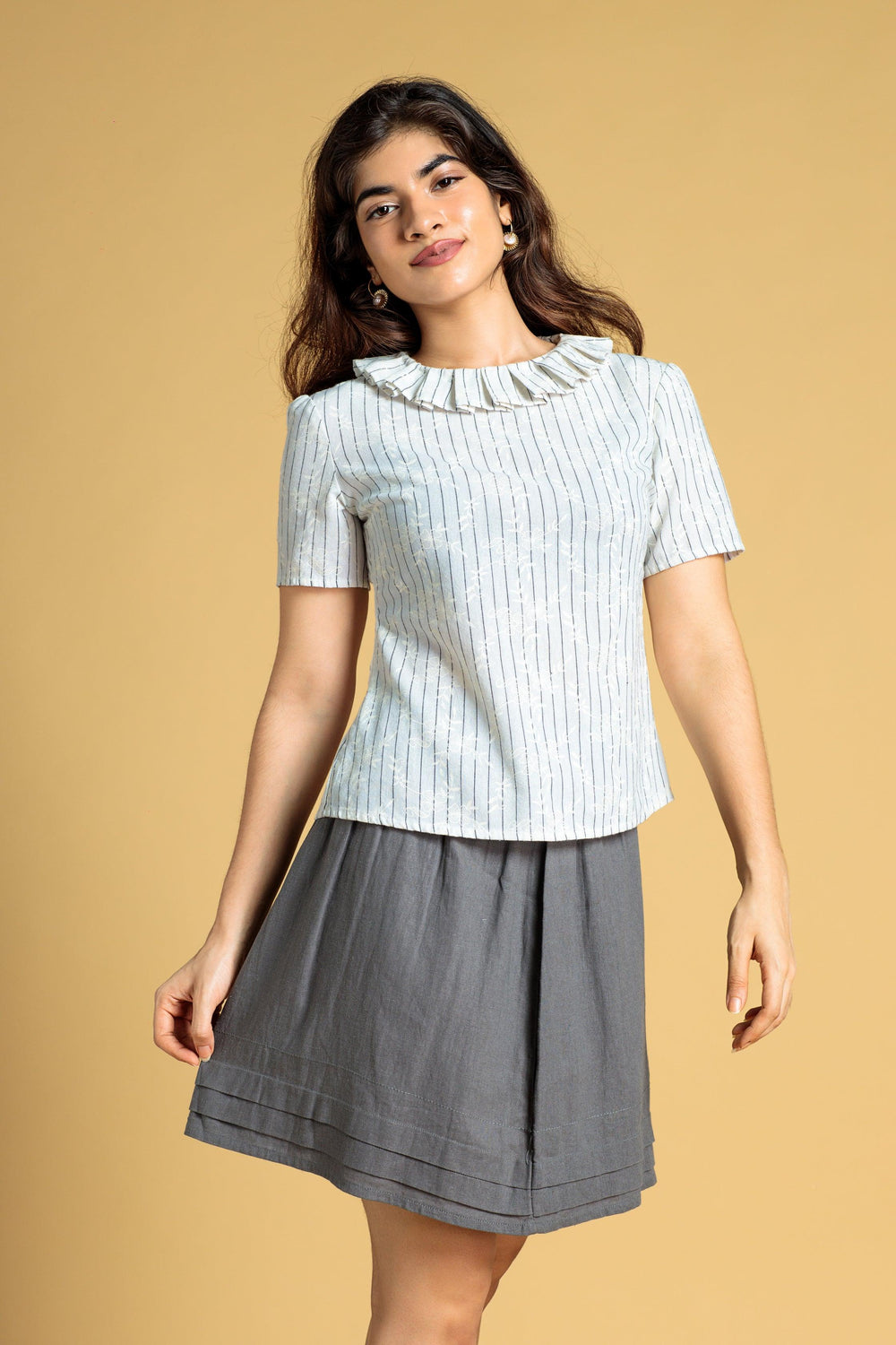 Linen Detailed Skirt  - Regular Fit, Skirt, Holiday, Slim Fit - MONDY, Sri Lankan women's clothing office wear party dresses jackets pants comfort, style quality