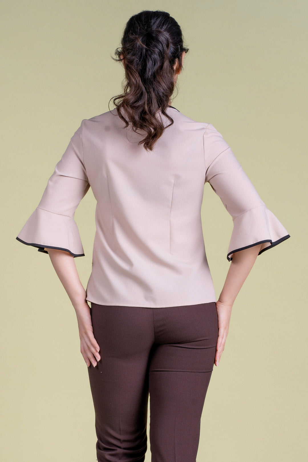 Three Quarter Sleeve Top - Slim Fit, Top, Office Tops, Short Sleeves, Slim Fit - MONDY, Sri Lankan women's clothing office wear party dresses jackets pants comfort, style quality