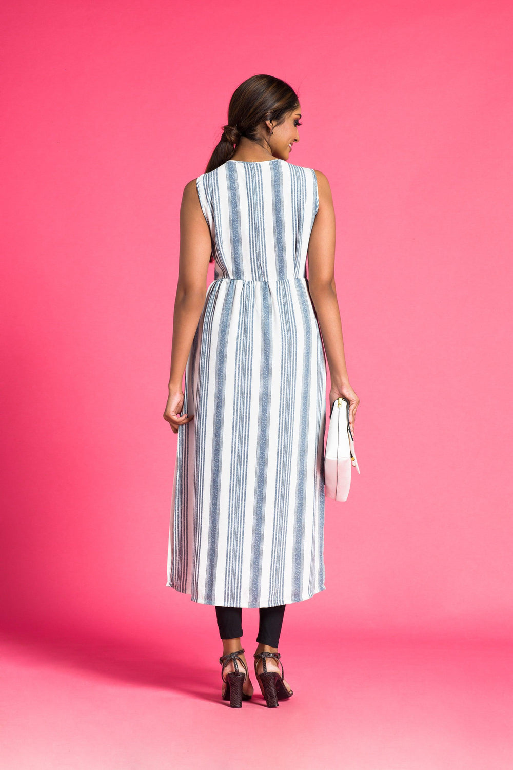 Stripes Kurtha Top - Slim Fit, Top, Holiday, Holiday Tops, Slim Fit - MONDY, Sri Lankan women's clothing office wear party dresses jackets pants comfort, style quality