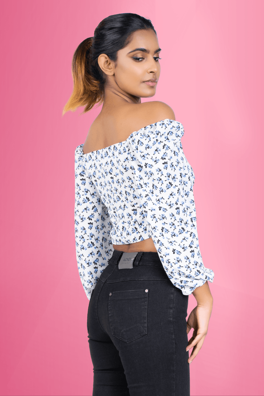 Printed Off Shoulder Top - Slim Fit, Top, Holiday, Holiday Tops, Long Sleeves, Slim Fit - MONDY, Sri Lankan women's clothing office wear party dresses jackets pants comfort, style quality