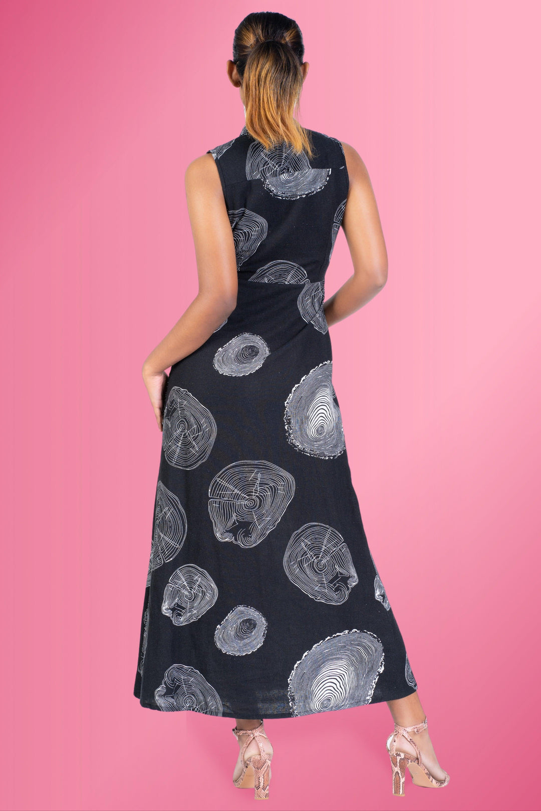 Printed Button Front Maxi Dress - Slim Fit, Maxi Dress, Holiday, Holiday Dresses, Maxi Dresses, Sleeveless - MONDY, Sri Lankan women's clothing office wear party dresses jackets pants comfort