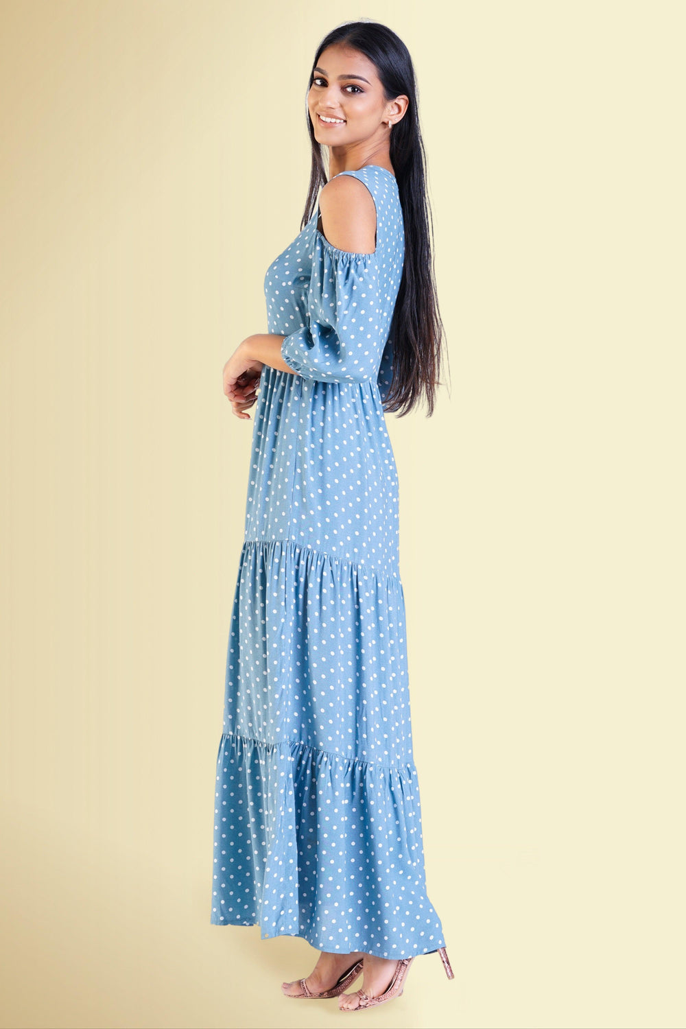 Printed Drop Shoulder Maxi Dress - Slim Fit, Maxi Dress, Holiday, Holiday Dresses, Long Sleeves, Maxi Dresses, Slim Fit - MONDY, Sri Lankan women's clothing office wear party dresses jackets 