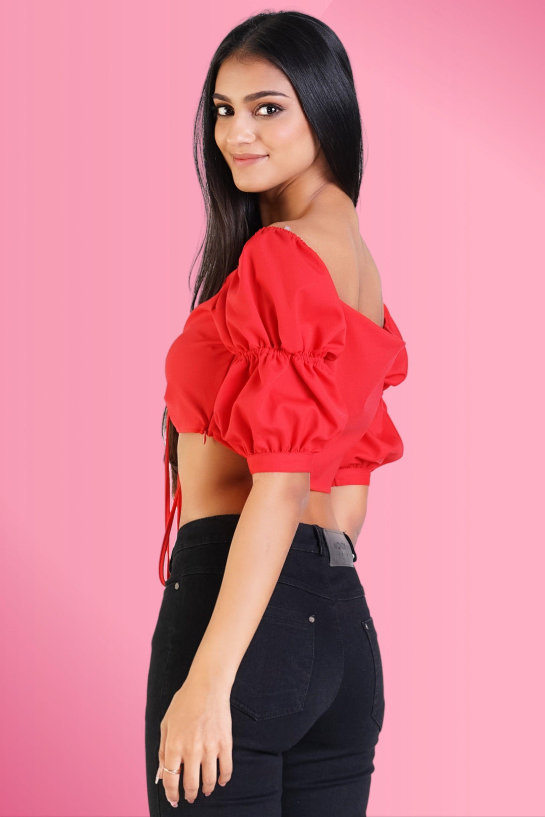 Front Rouched Crop Top - Slim Fit, Top, Evening Top, Holiday, Holiday Tops, Short Sleeves, Slim Fit - MONDY, Sri Lankan women's clothing office wear party dresses jackets pants comfort, style