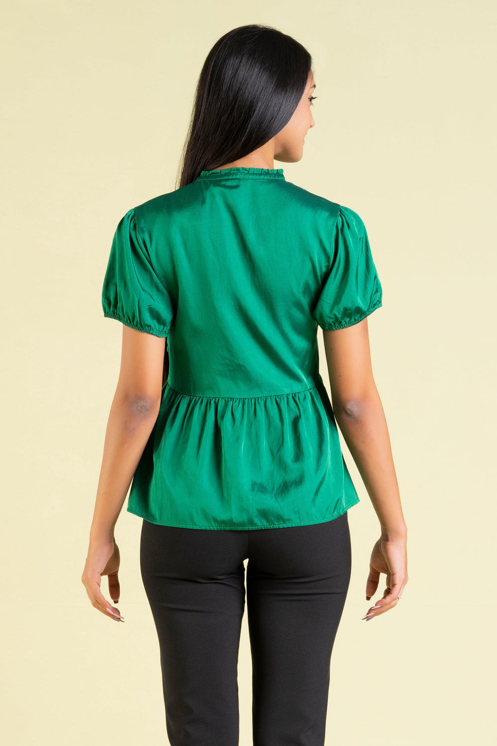 Short-Sleeved Chinese Collar Top - Regular Fit, Top, Office Tops, Regular Fit, Short Sleeves - MONDY, Sri Lankan women's clothing office wear party dresses jackets pants comfort, style qualit