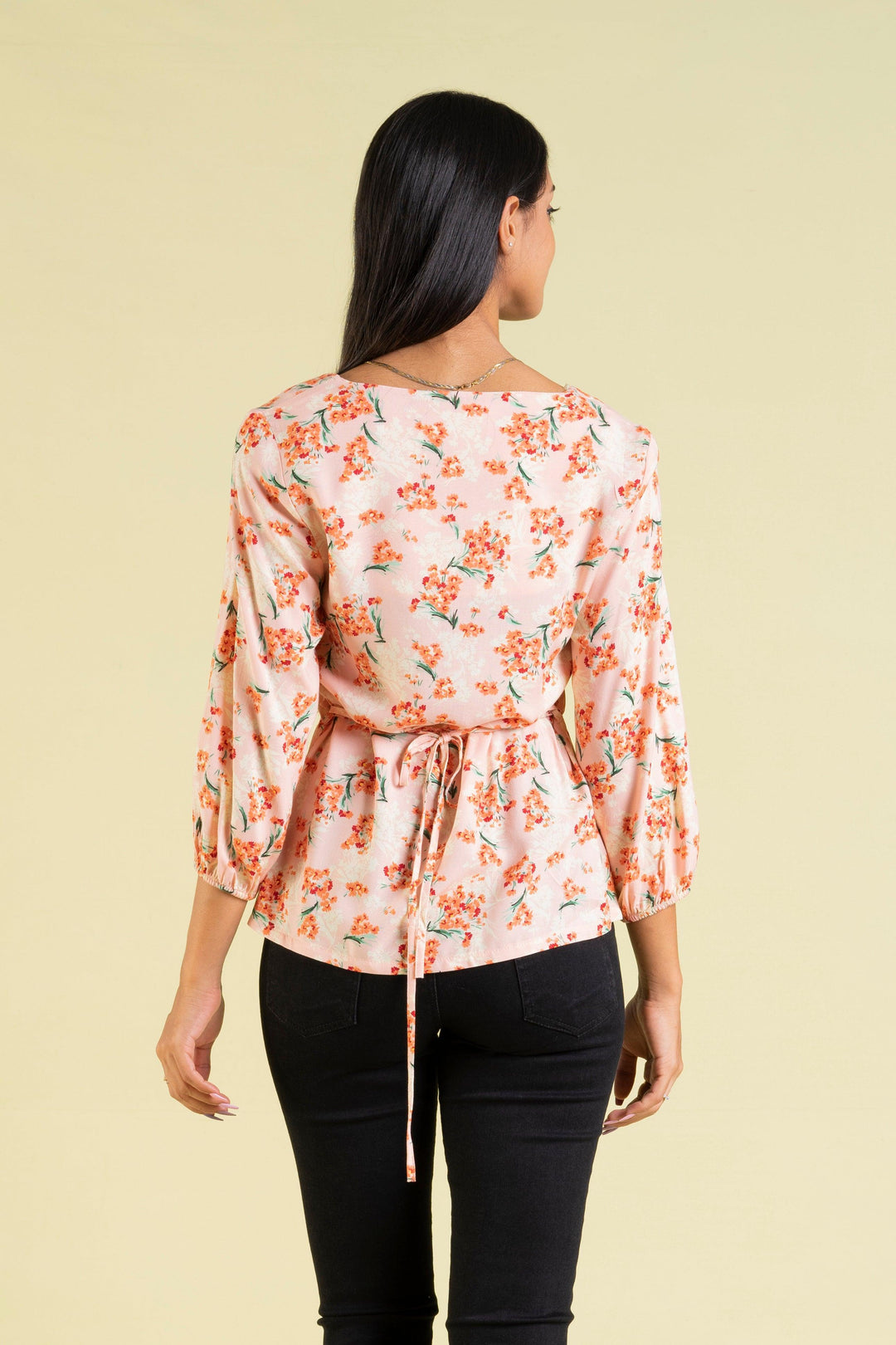 Square Neckline Floral Print Top - Regular Fit, Top, Office Tops, Regular Fit, Short Sleeves - MONDY, Sri Lankan women's clothing office wear party dresses jackets pants comfort, style qualit