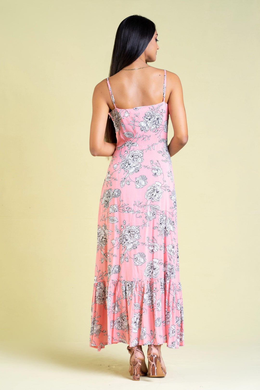 Square Neck Printed Maxi Dress - Slim Fit, Maxi Dress, Holiday, Maxi Dresses, Sleeveless, Slim Fit - MONDY, Sri Lankan women's clothing office wear party dresses jackets pants comfort, style 