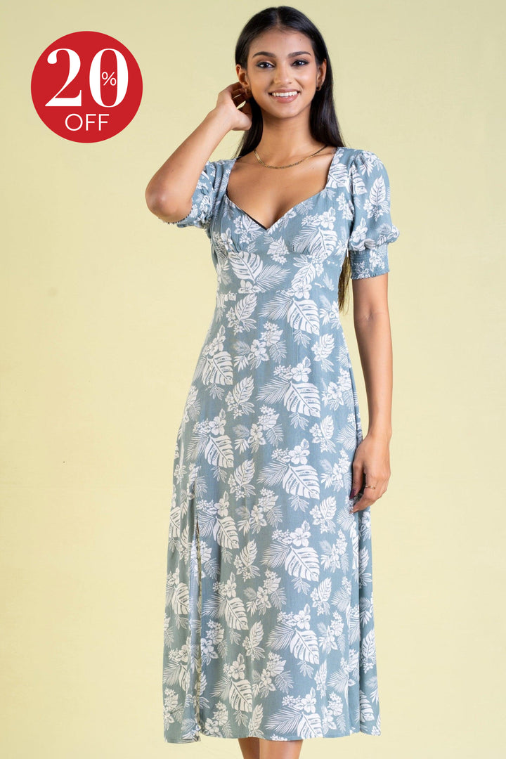 Front Slit Printed Dress - Slim Fit