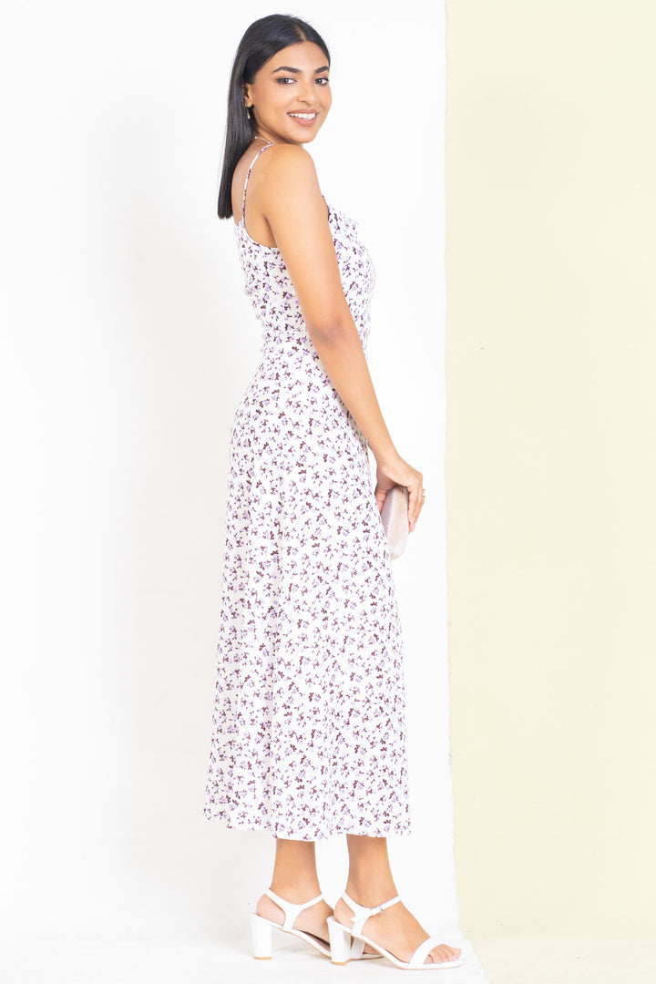 Printed Spaghetti Strap Midi Dress - Slim Fit, Dress, Evening Dresses, Evening Wear, Holiday, Holiday Dresses, Midi Dresses, New Arrivals, SH19, Slim Fit, Strappy - MONDY, Sri Lankan women's 