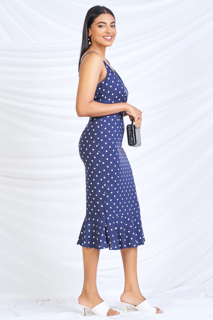 Polka Dot Midi Dress - Slim fit, Dress, Evening Dresses, Evening Wear, Everyday Dresses, Holiday, Holiday Dresses, Midi Dresses, New Arrivals, SH20, Slim Fit, Smart Casual, Smart Casual Dress