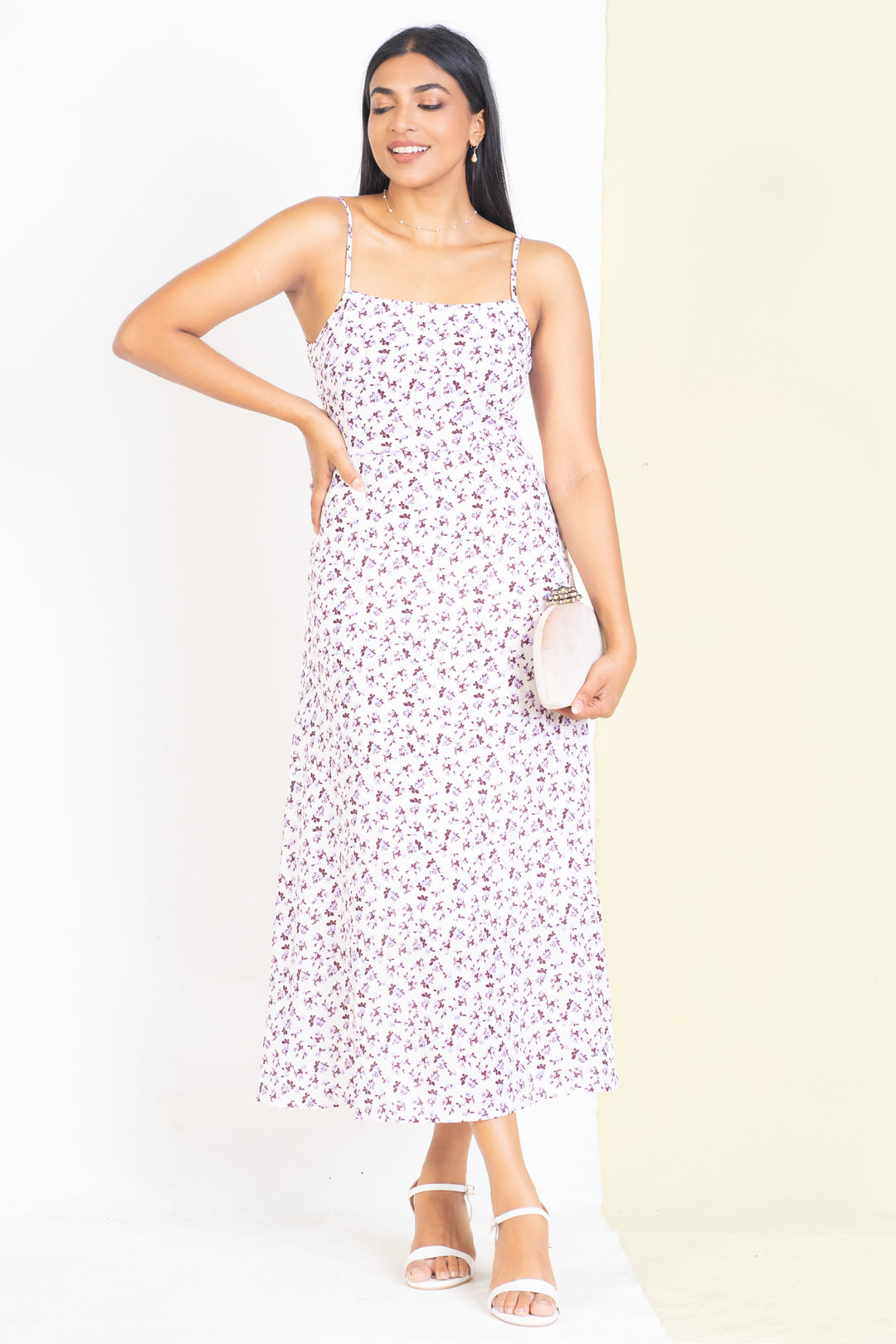 Printed Spaghetti Strap Midi Dress - Slim Fit, Dress, Evening Dresses, Evening Wear, Holiday, Holiday Dresses, Midi Dresses, New Arrivals, SH19, Slim Fit, Strappy - MONDY, Sri Lankan women's 