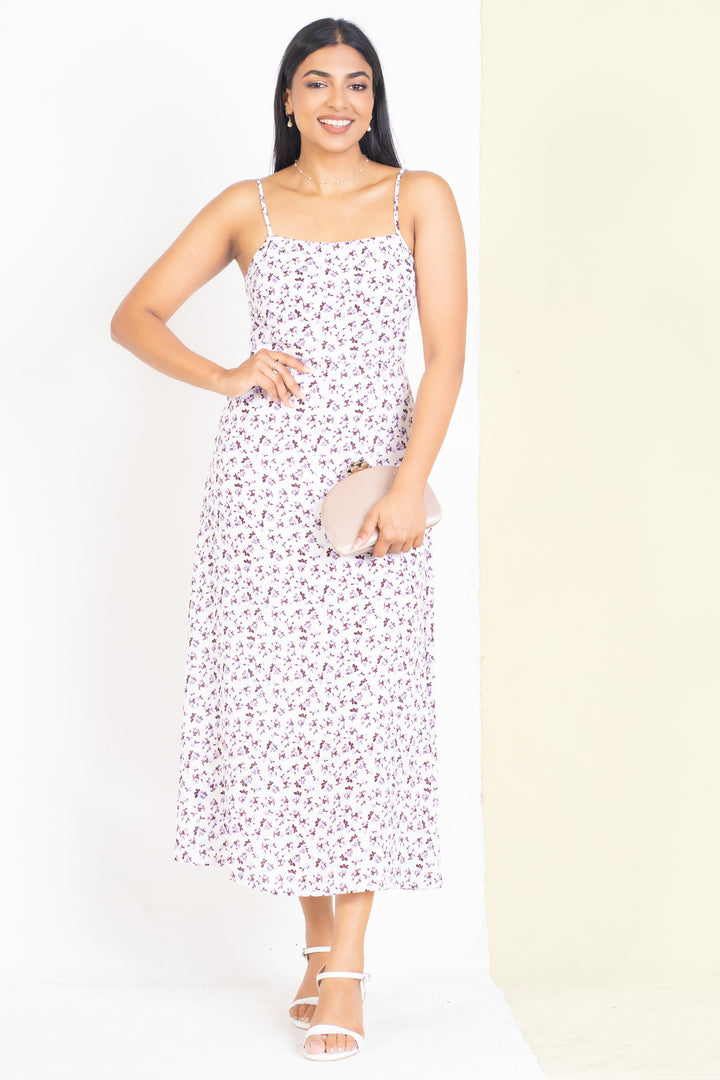 Printed Spaghetti Strap Midi Dress - Slim Fit, Dress, Evening Dresses, Evening Wear, Holiday, Holiday Dresses, Midi Dresses, New Arrivals, SH19, Slim Fit, Strappy - MONDY, Sri Lankan women's 
