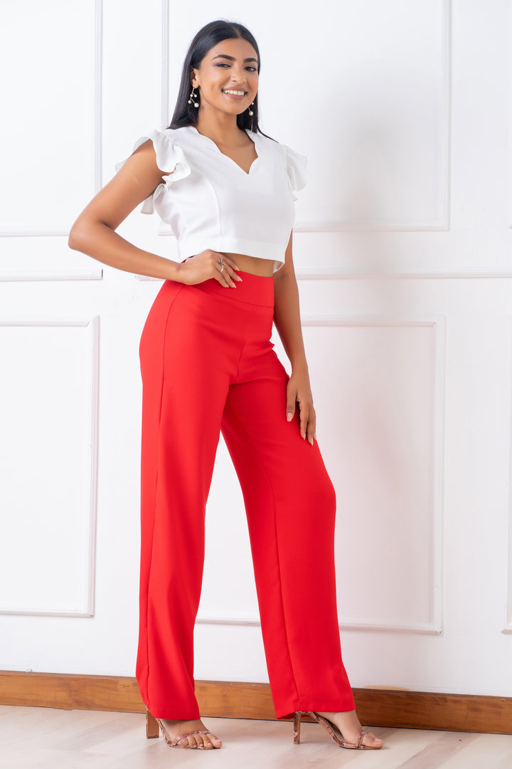 White Scallop Detail Crop Top - Slim Fit, Top, Crop Top, Evening Top, Evening Tops, Evening Wear, Holiday, Holiday Tops, New Arrivals, Sleeveless, Slim Fit, Smart Casual, Smart Casual Top, V 
