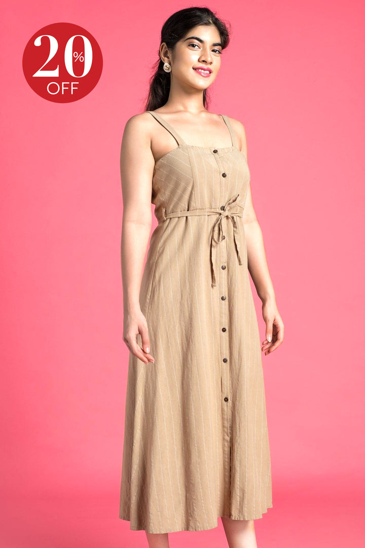 Stripe Dress With Knot - Slim Fit