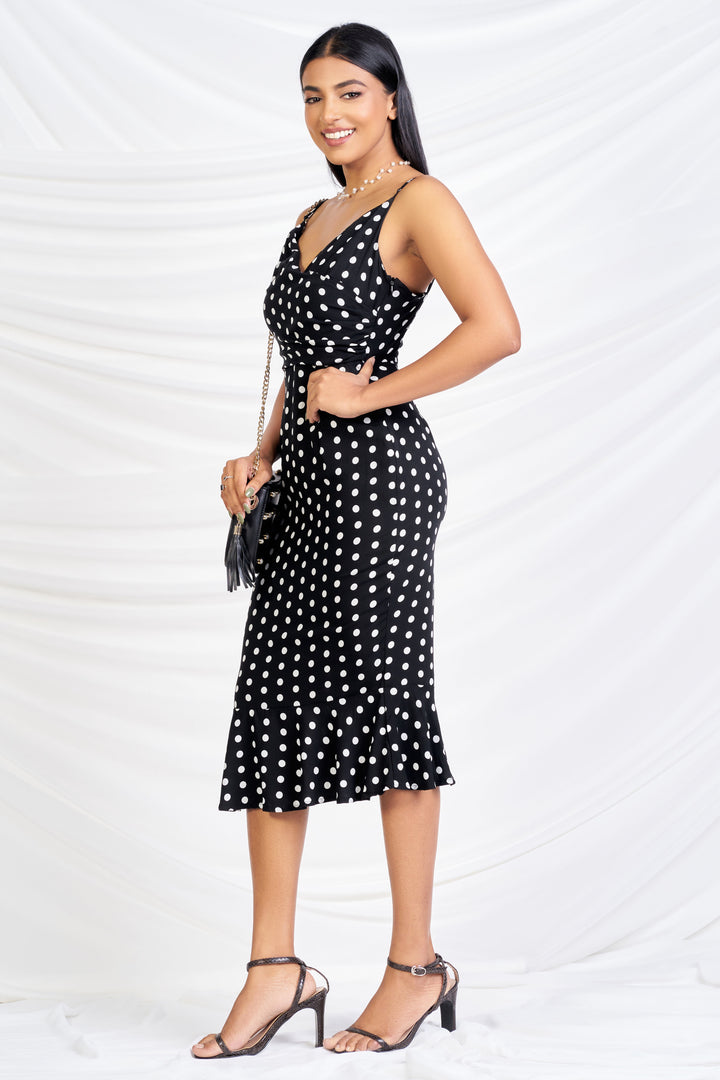 Polka Dot Midi Dress - Slim fit, Dress, Evening Dresses, Evening Wear, Everyday Dresses, Holiday, Holiday Dresses, Midi Dresses, New Arrivals, SH20, Slim Fit, Smart Casual, Smart Casual Dress