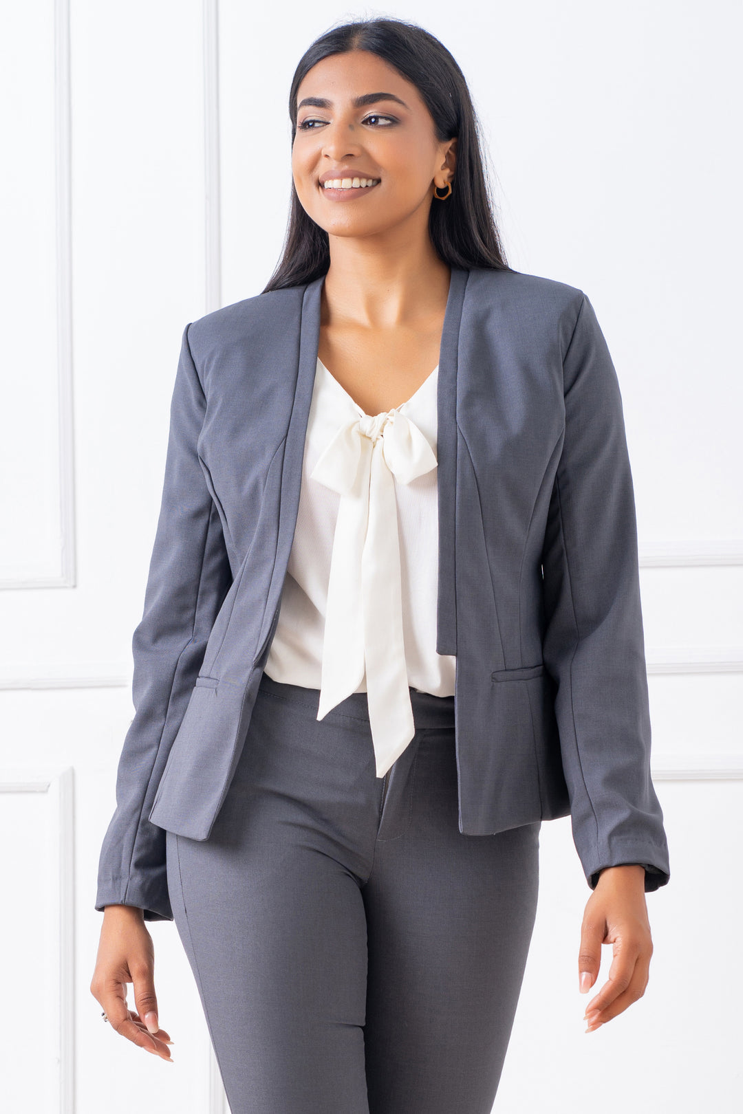 V Neck Front Tie Rayon Blouse - Regular Fit, Top, New Arrivals, Office Tops, Regular Fit, Short Sleeves, Smart Casual, Smart Casual Top, V Neck, Work Top, workwear - MONDY, Sri Lankan women's