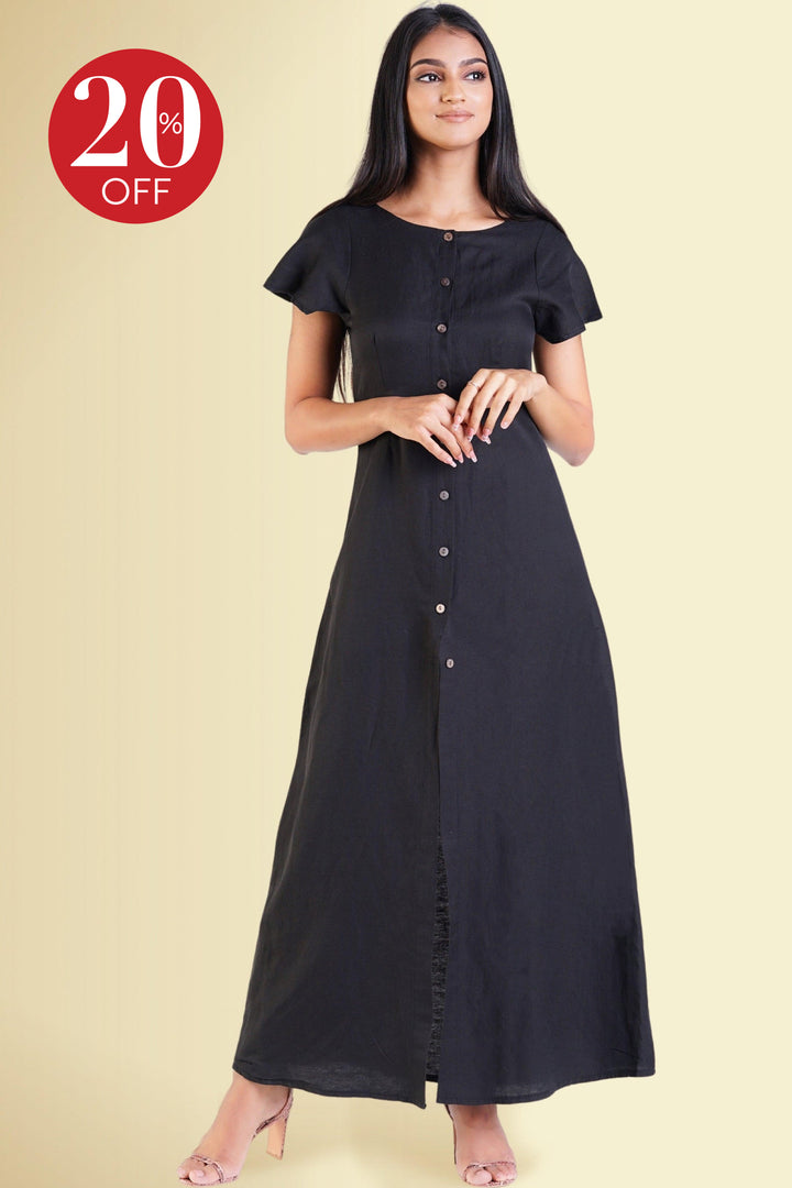 Button Front Maxi Dress - Regular Fit